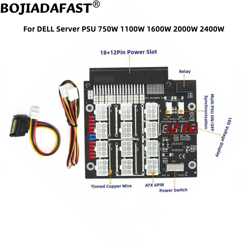 2400W Server Psu Breakout Board - 12 Port PCIe 6Pin Konnektör kesme