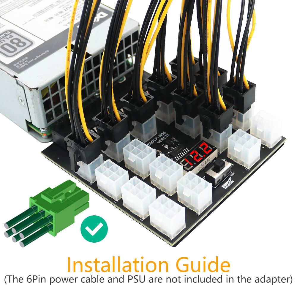PCI-E 12V 50Pin ATX 17 x 6Pin  - 2400W Server Psu Breakout Board incelemesi ve fiyatı