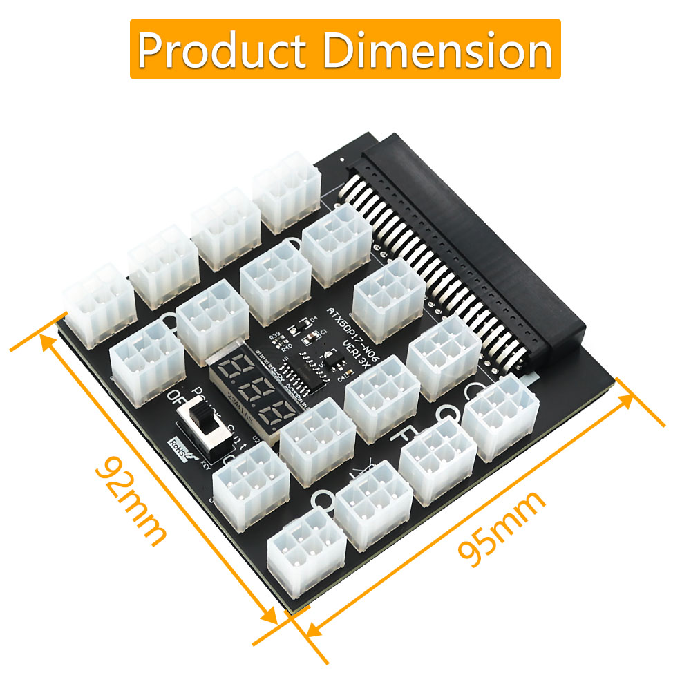 PCI-E 12V 50Pin ATX 17 x 6Pin  - 2400W Server Psu Breakout Board incelemesi ve fiyatı