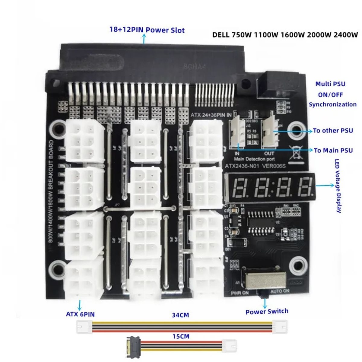 M05K 12 Bağlantı Noktalı PCIe  - 2400W Server Psu Breakout Board incelemesi ve fiyatı