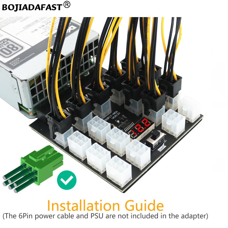 17 Portlu PCIe 6Pin Konnektör  - 2400W Server Psu Breakout Board incelemesi ve fiyatı
